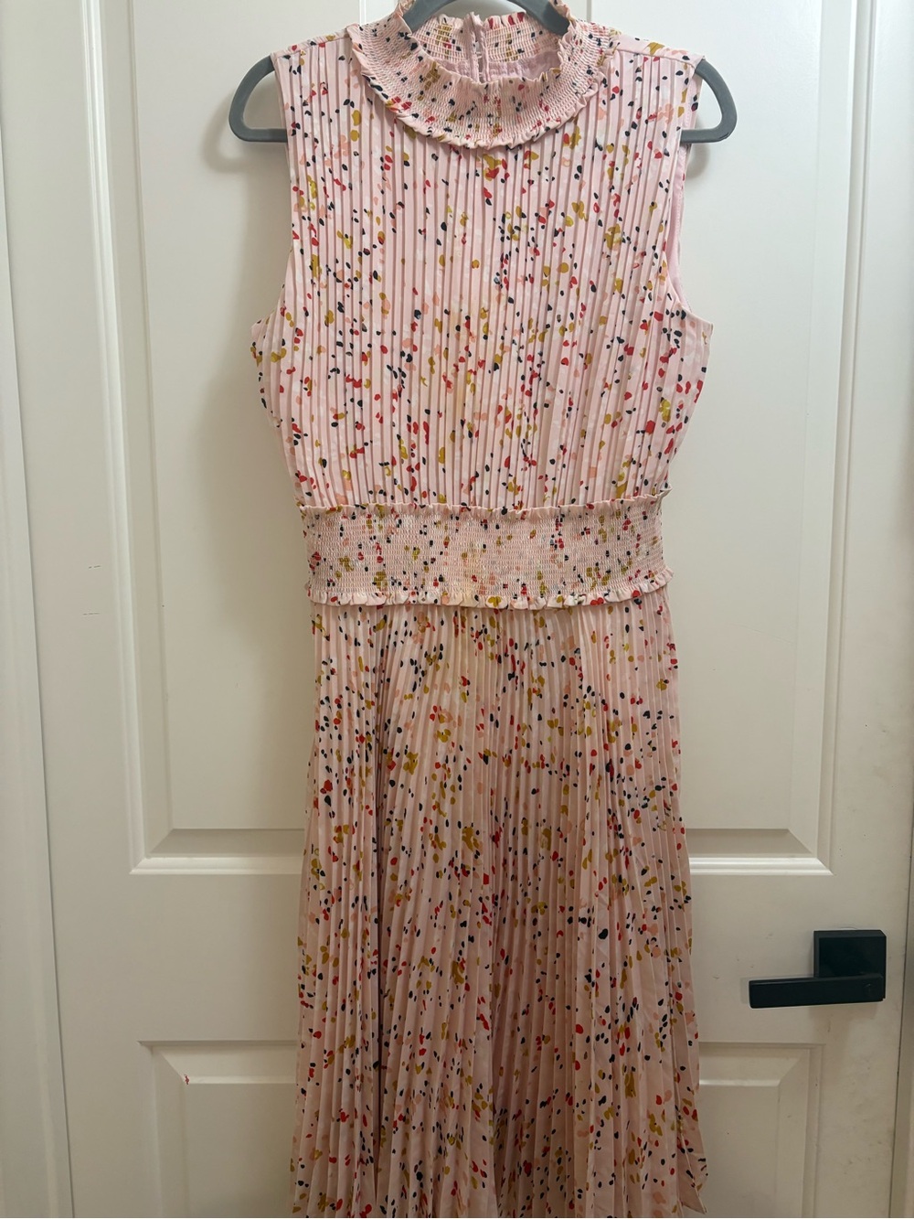 Nanette Lepore Pink Sleeveless Pleated Floral Midi Dress